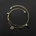 925 Real Sterling Silver Cubic Zirconia Anklet Bracelet 18K Gold Plated Chain Round Pendant Anklets Foot Jewelry for Women