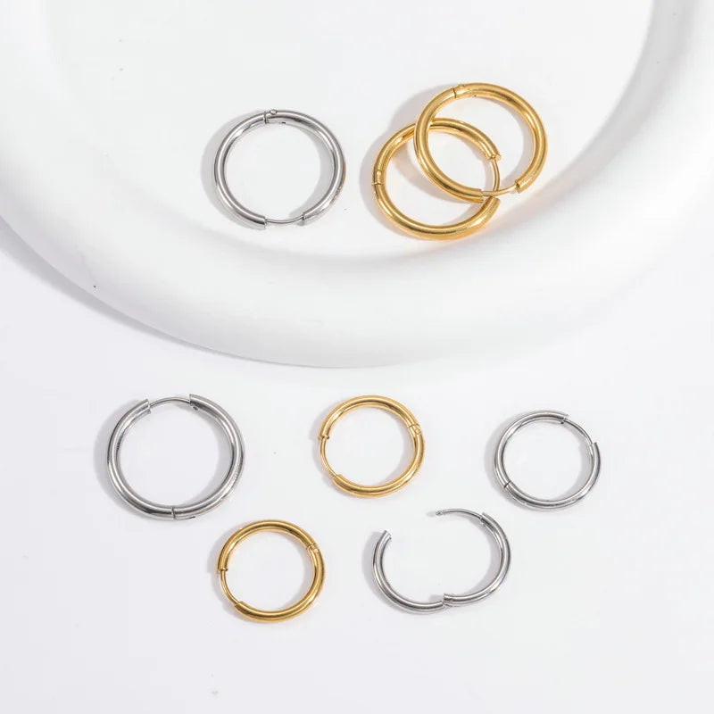 Earrings Trending Wholesale Waterproof Small 316l Stainless Steel 18k Pvd Gold Plated Smallest  Earrings Hoops in Bulk for Women