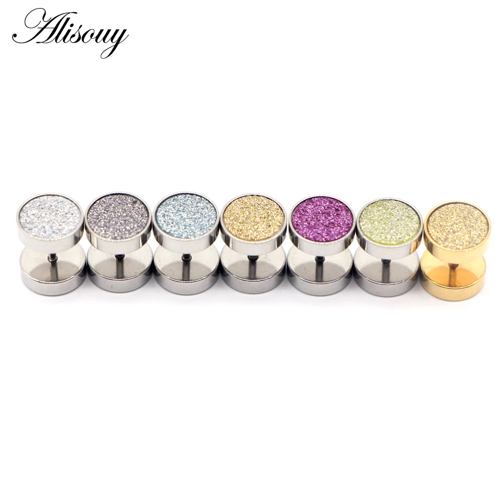 Wholesale Frosted Punk Stud Earrings Unisex Man Woman Earrings Round Barbell Ear Stud Fashion Ear Piercing Jewelry Ear Plug