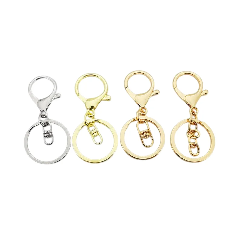 Lobster Claw Trigger Swivel Clasp Keychain with Zinc Alloy Hook Clips Flat Split Ring-Turquoise Gold/Silver/Light Gold