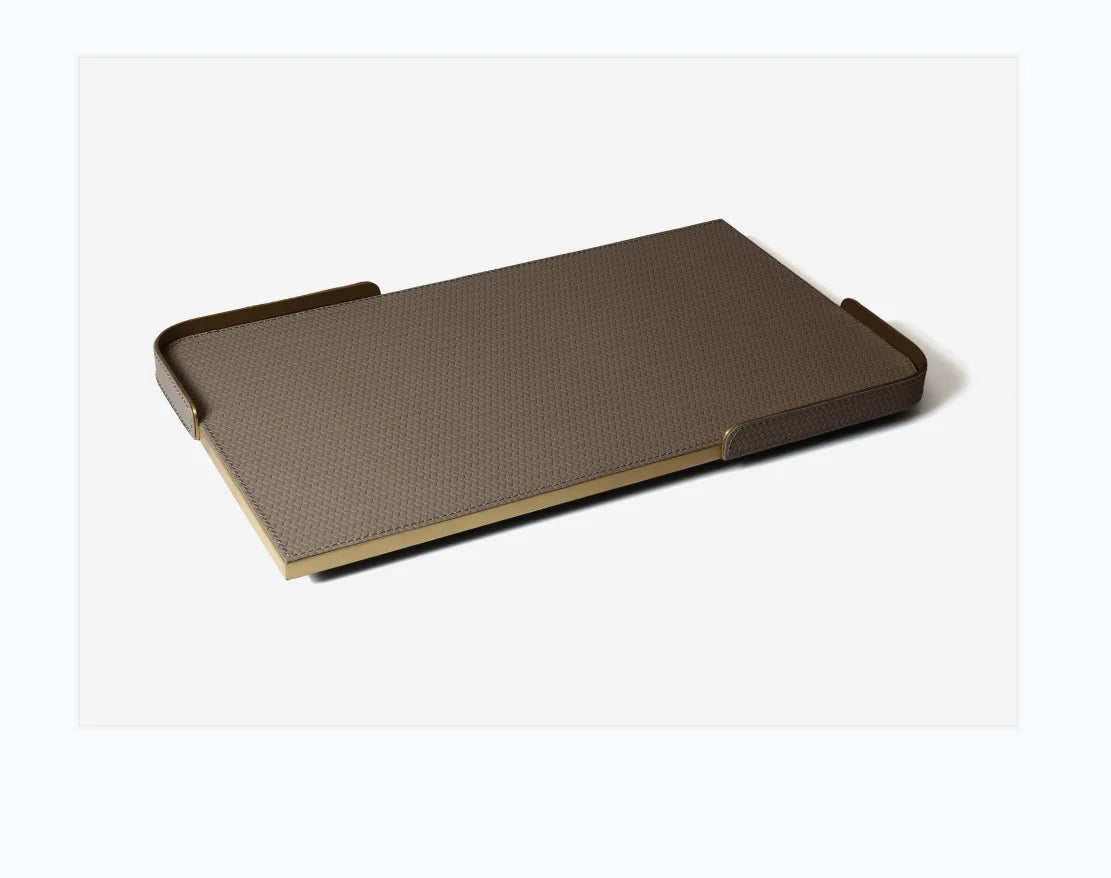 T-268Wholesale Customized Ramadan Tray Fast Food Tary with Texture Surface Non-slip Leather Tray Rectangular Rolling Tray Set