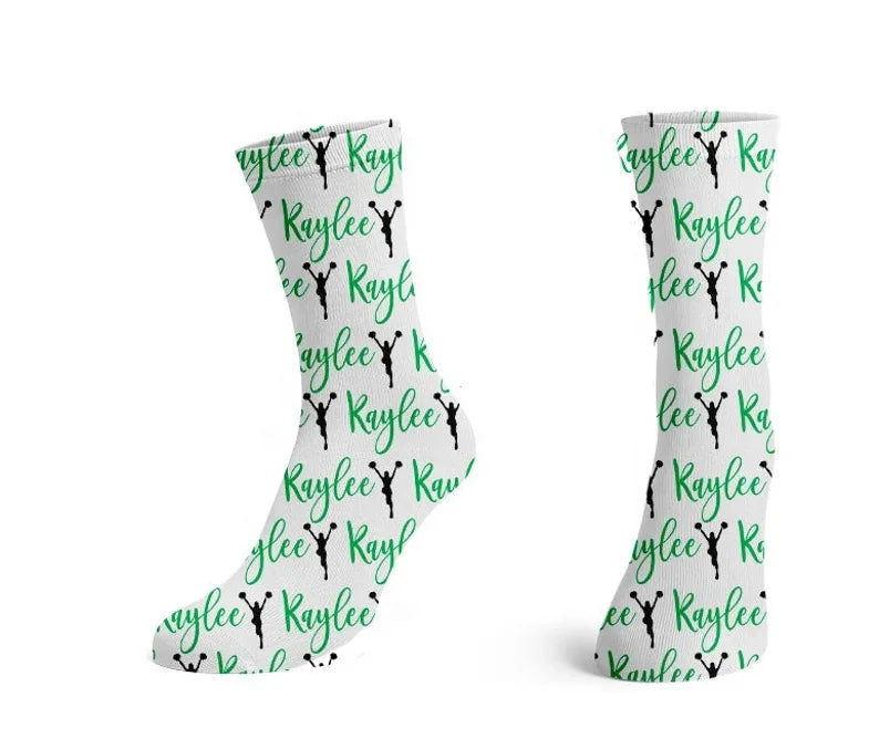 Cotton Cheer Cheering Pink Ribbon Cheerleading Socks Custom Design Team Cheerleading Accessories Gift