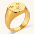 Custom 18k Plated Stainless Steel Jewelry Hypoallergenic Three Zircon Star Rings Non Tarnish Jewelry Ring