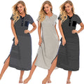 Sleep Wear Button Dress Pocket Pyjamas Blouse Pajamas Loungewear Sets Loose Casual Women Sets Loose Fit Long Pajamas Set