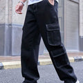 Wholesale Vintage Style Men's Eco-Friendly Windproof Quick Dry Cargo Pants Mid Medium Denim Wide Leg Side Pockets Solid Summer
