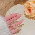 Sun Flower Zircon Clavicle Chain Pendant New Design Choker Titanium Steel Necklace