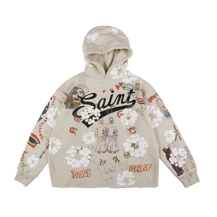 New Arrival Support CustomLOGO 100% Cotton Printed Cropped Hoodie Men