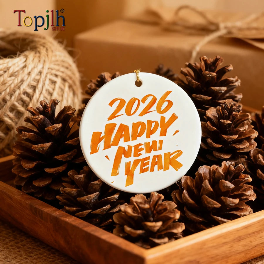 Topjlh Ceramic Ornaments Sublimation Blanks Custom Print Hanging Decor Christmas Tree Home Garden Parties Holiday Gifts Presents
