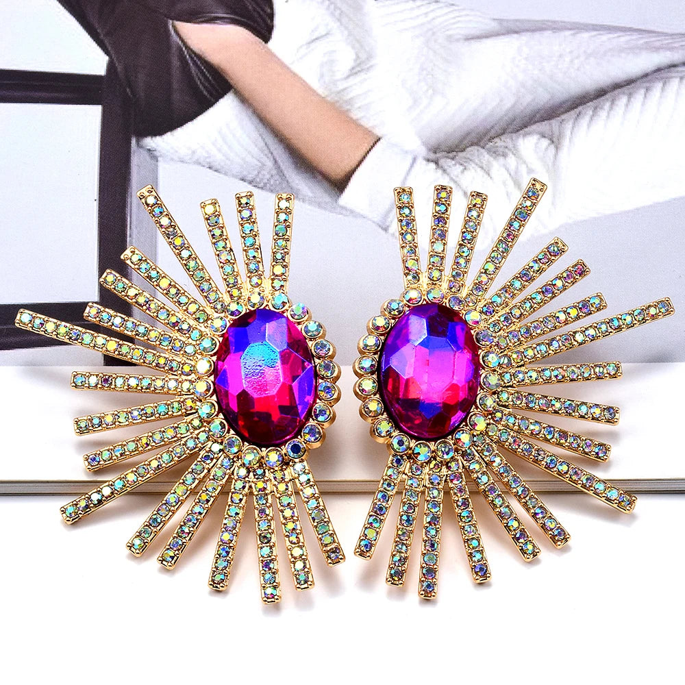 Kaimei Fashion Jewelry Bohemian Crystal Luxury Drop Earrings for Women Party Dress Accessory Statement Wedding Earrings Jewelry