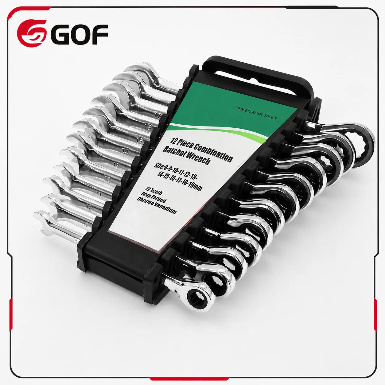 12pcs Dual-Purpose 72-Tooth Chrome-plated Stainless Steel Ratchet Wrench Set Slim Metric Fixed Flexible Head Handy DIY Car Box