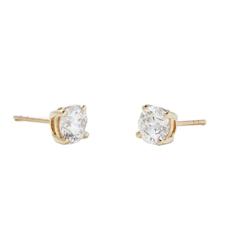 IGI Certificated CVD Lab Made Created Grown Diamond 14K 18K Solid Gold Stud Hoop Earrings Solitaire Round Hoop Earring