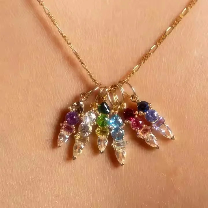 Valentine's Day Fashion Birthstone Zircon Pendant & Charms Stainless Steel Diy Custom Pendant for Making Jewelry