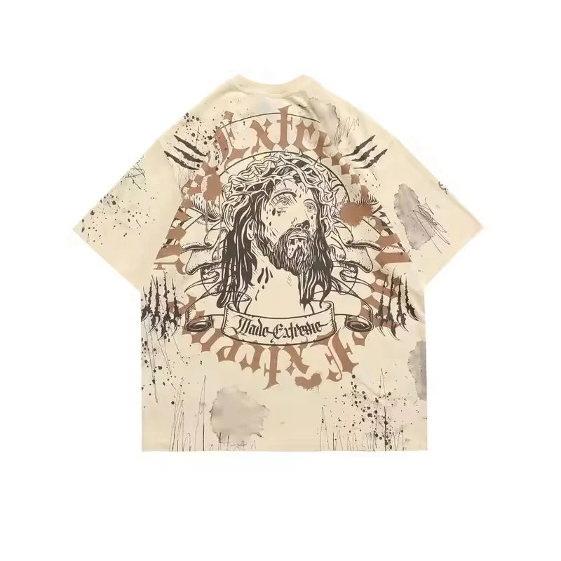 Custom Men's Summer T-Shirt New Floral Print Neck Oversized Lapel Polyester/Cotton Solid Pattern Blank Design