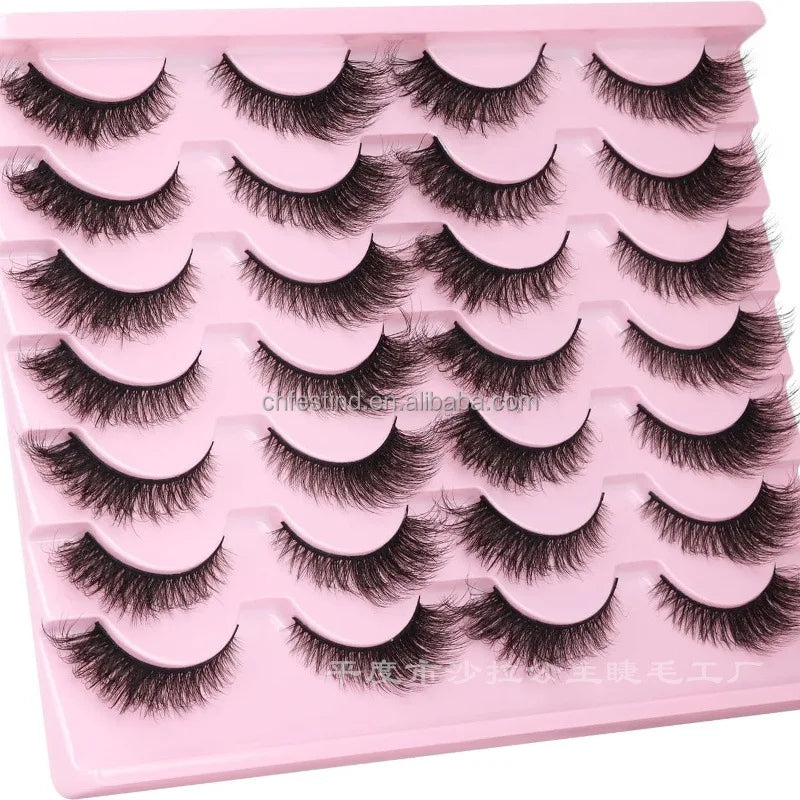 New 14Pairs 3D Faux Mink False Eyelashes Natural Messy EyeLashes Crisscross Wispy Fluffy Lashes Extension Makeup