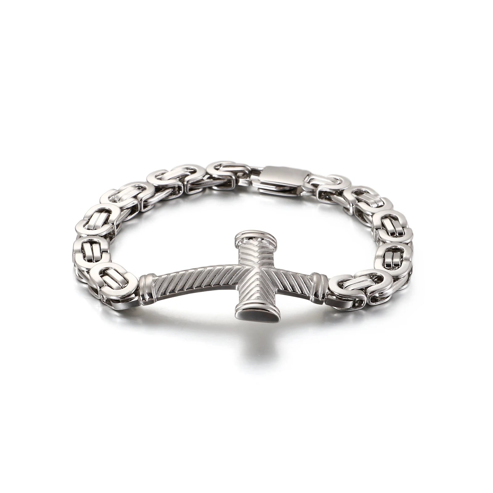 KALEN Personality Stainless Steel Chain Splice Cross Men's Bracelet