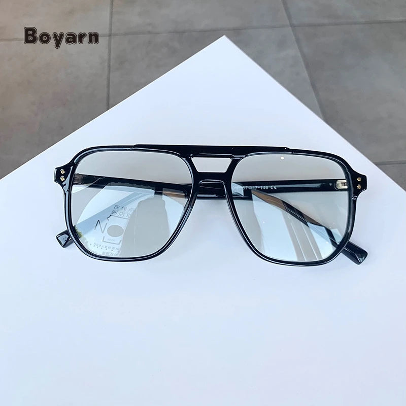 Boyarn New Anti-Blue Light Glasses Photochromic Eye Frame Double Beam Tr90 Frame Uv400 Sunglasses Shades
