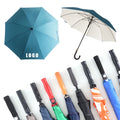 Custom Golf Umbrella Blue Double-Layer UV Protection 8K Ribs Large Semi Automatic Sun Rain Umbrella with Logo for Adults