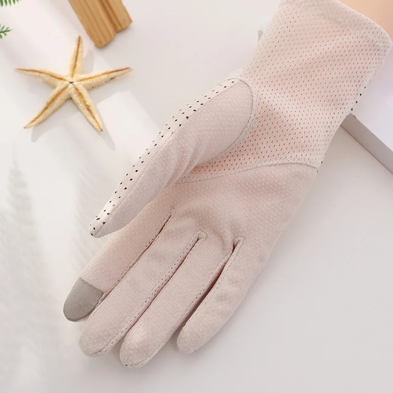 Summer New Style Touch Screen Non-slip Palm Sunscreen Lightweight Women Gloves
