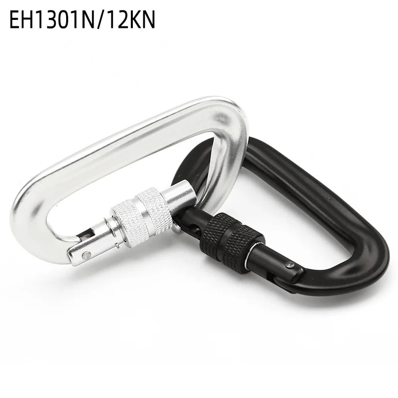 12kN (2697 Lbs) High Strength 7075 Aluminum Nut Lock Dog Carabiner Clips for Outdoor Camping and Sports Adventure Carabiners