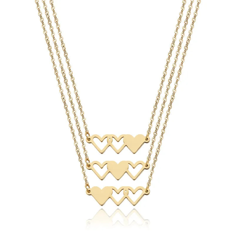 Hot Sale Sisters Affinity Necklace Non Tarnish Stainless Steel Necklace Meaningful Three Sisters Heart Necklace Gifts for Women