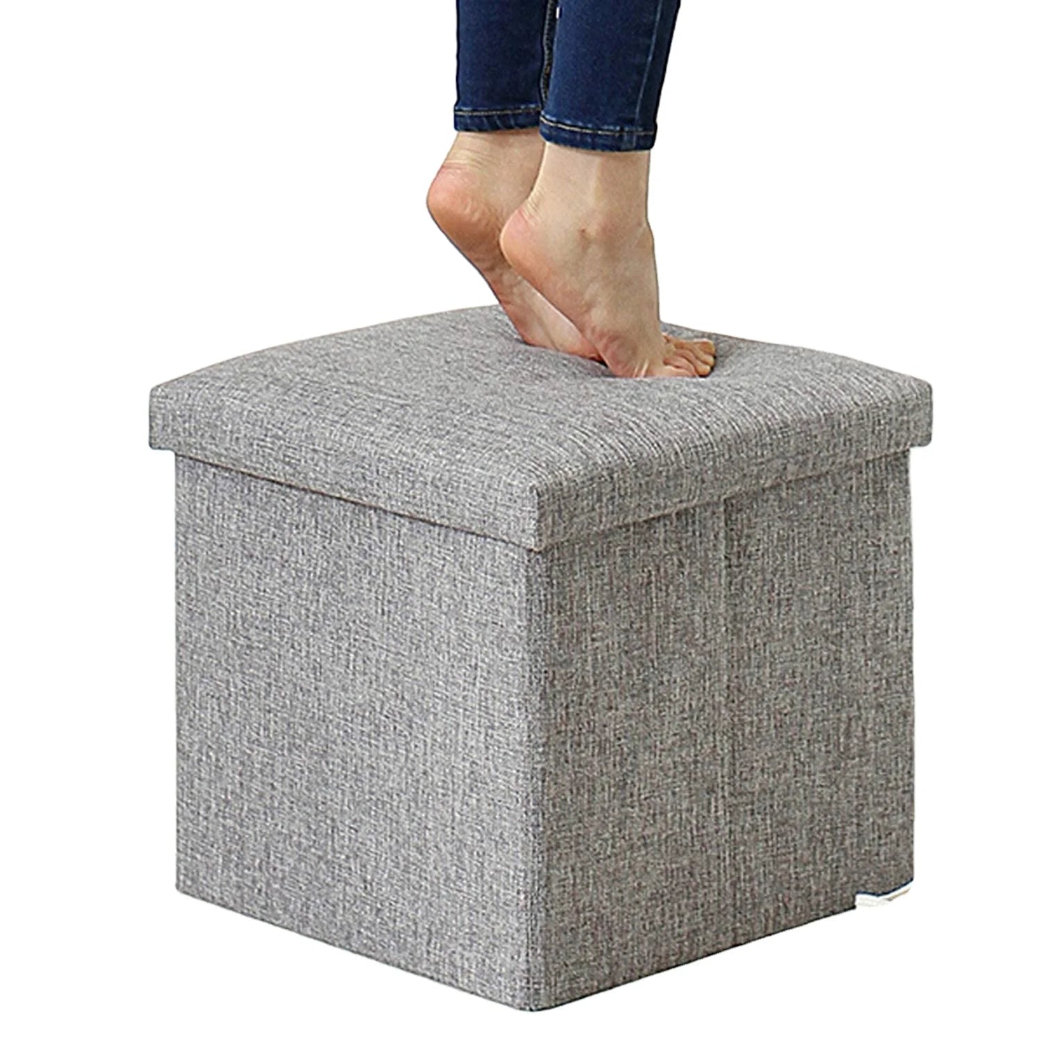 Collapsible Ottoman Foldable Footrest Shoe Bench Ottoman Footrest Shoe Bench  Customized Storage Space Stools Ottomans
