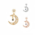 ZUOLA Fashion Piercing Jewelry Studs Earring Titanium Gold Plated Moon Star Dangle Piercing Ear Cartilage Studs for Women