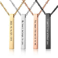 Custom Stainless Steel Plated Stereo Pole Boys Leather Chain Square Diy Lettering Pendant Necklace Jewelry