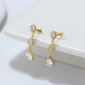 Dainty CZ 925 Sterling Silver Drop Dangle Zirconia Earrings 14K Gold Plated Diamond Teardrop Studs Earrings for Woman