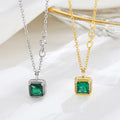 Fine Jewelry 18k Gold 925 Sterling Silver square Shape Women CZ Diamond Clavicle Chain Necklace