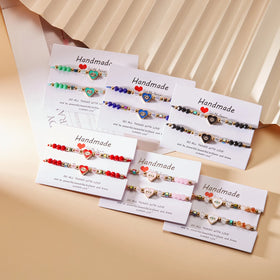 Turkish Lucky Evil Eye Bracelets Women Men 2pcs/Set Handmade Braided Red Black Rope Crystal Lucky Jewelry Friendship Bracelets