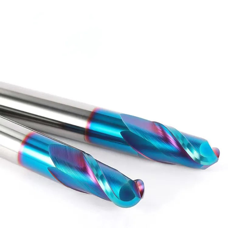 HRC65 2 Flutes Blue Nano Coated Ball Nose Milling Cutter Tungsten Steel Endmills Bits