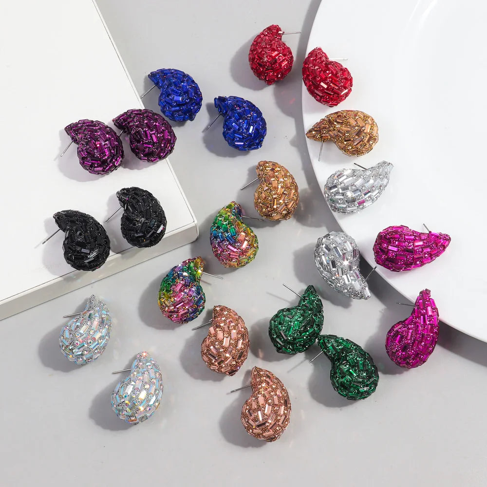 New Luxury Designer Teardrop Fashion Fine Jewelry Earring Brides Full Diamond Rhinestones Moissanite Diamond Statement Earrings