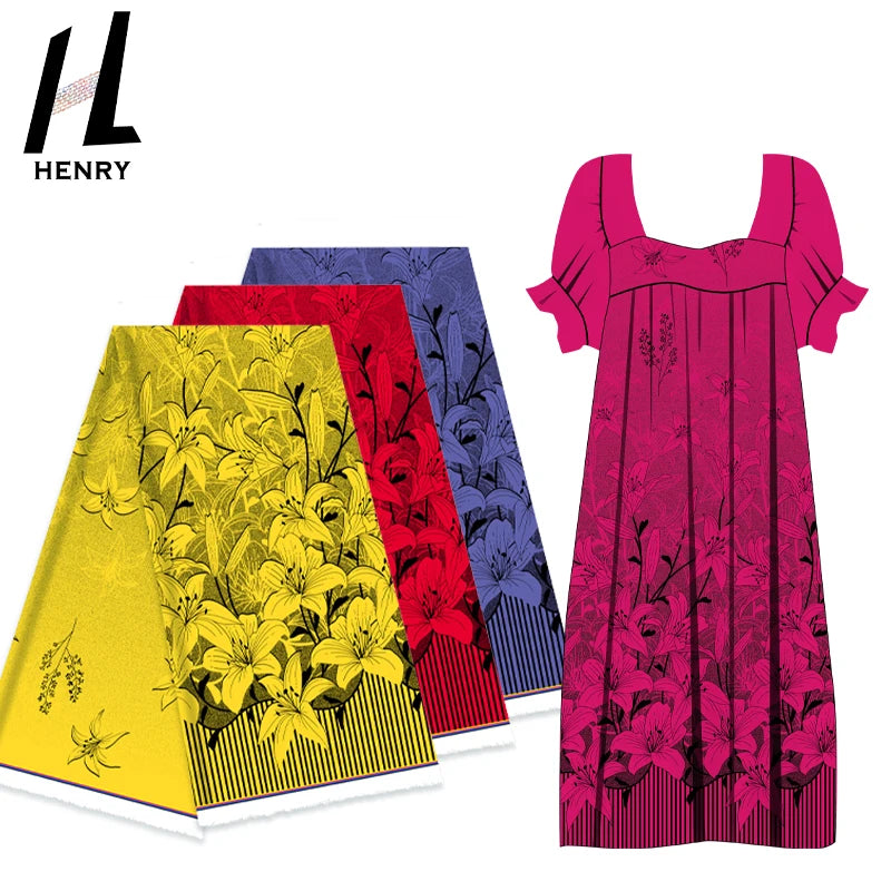 Henry Micronesia Chuuk Skirt New Design Polyester Print Fabric Hibiscus Turtle Dress Fabrics for Summer Garment Soft