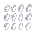 Luxurious Hypoallergenic Silver Plated Nose Hoop Ring Piercing Jewelry Paved Zircon Feather Leaf Flower Cartilage Earring Nose