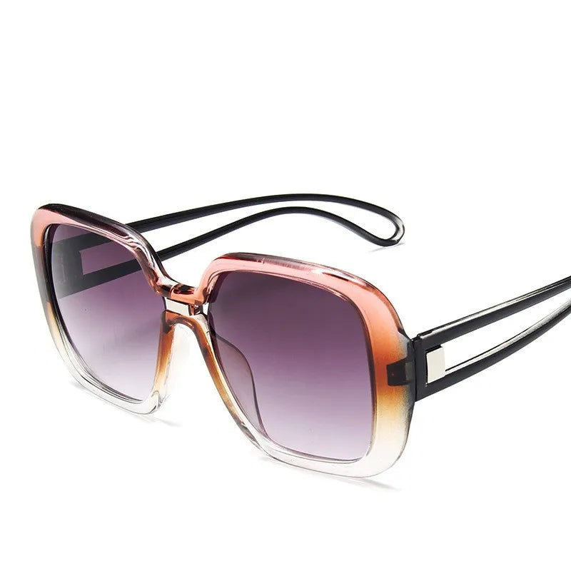 Luxury Brand Designer Big square Frame Gradient Women Sunglasses Hollow Design Eyewear