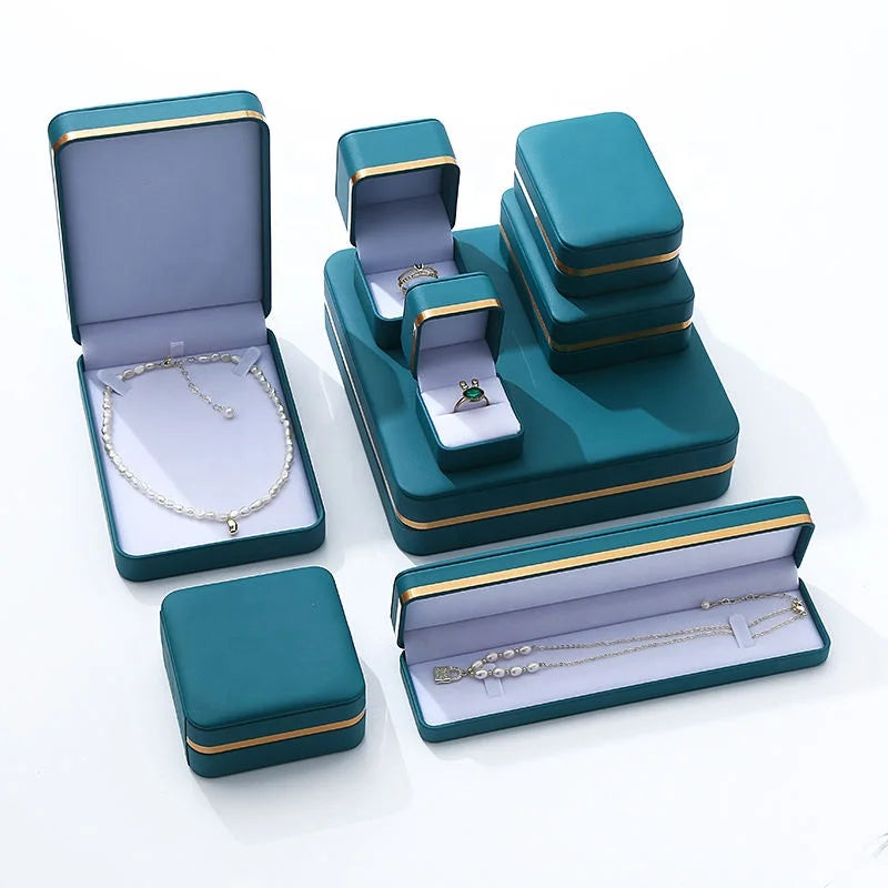 Jewelry Boxes Custom Logo Octangle Pendant Case Luxury Elegant Wedding Ring Packaging Assorted Color PU Leather Jewelry Package
