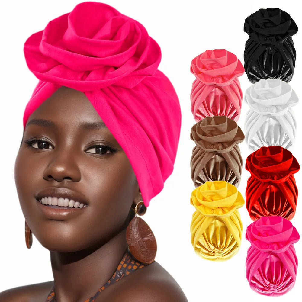 ZiFeng OEM Spring and Summer New Solid Color Flower Turban Hat Women's Fashion Versatile Turban Hat Breathable Turban Hat