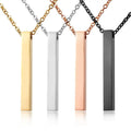 Custom Personalised 18K Gold Necklace T Thin Blank Vertical Bar Pendant Fashion Stainless Steel Link Classic Featuring Your Name