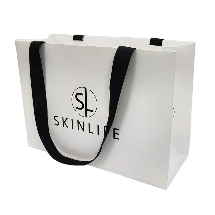 Custom Making Luxury Craft Gift Packaging White Texture Paper Shopping Bags