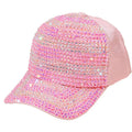 Fashion Summer Glitter Ponytail Shining Rhinestone Crystals Adjustable Baseball Cap Plain Sparkle Bling Hip Hop Mesh Sun Hat