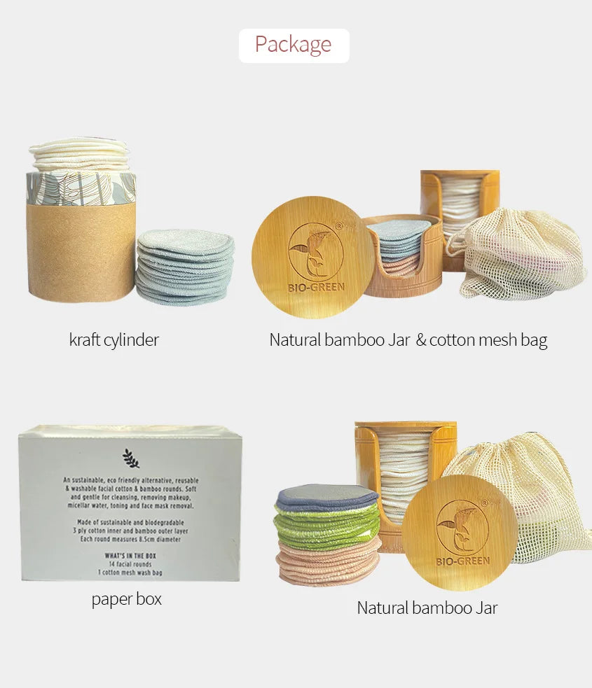Dischetti Struccanti Bambu Washable Eco Friendly Rounds Bamboo Organic Makeup Remover Pads for Women