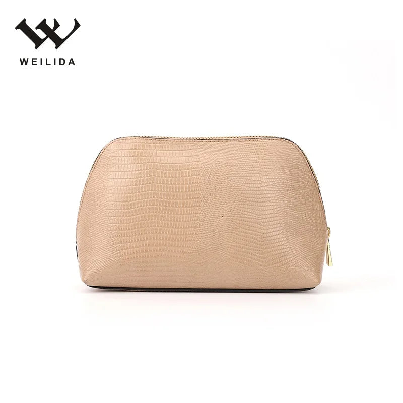 Women's Custom Fashion Luxury Makeup Bag Crocodile Snakeskin PU with Zipper Closure Portable Cosmetic Bag