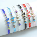 New Design Faceted Crystal Beads Bracelet Birthday Gifts Fashion Colorful Drip Oil Eye Butterfly Charm Bracelets for Teen Girls