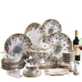 European Style Kitchen Accessories Ceramic 58 Pcs Cookware Equator Jungle FlowersBirds Fish and Insects Tableware Set