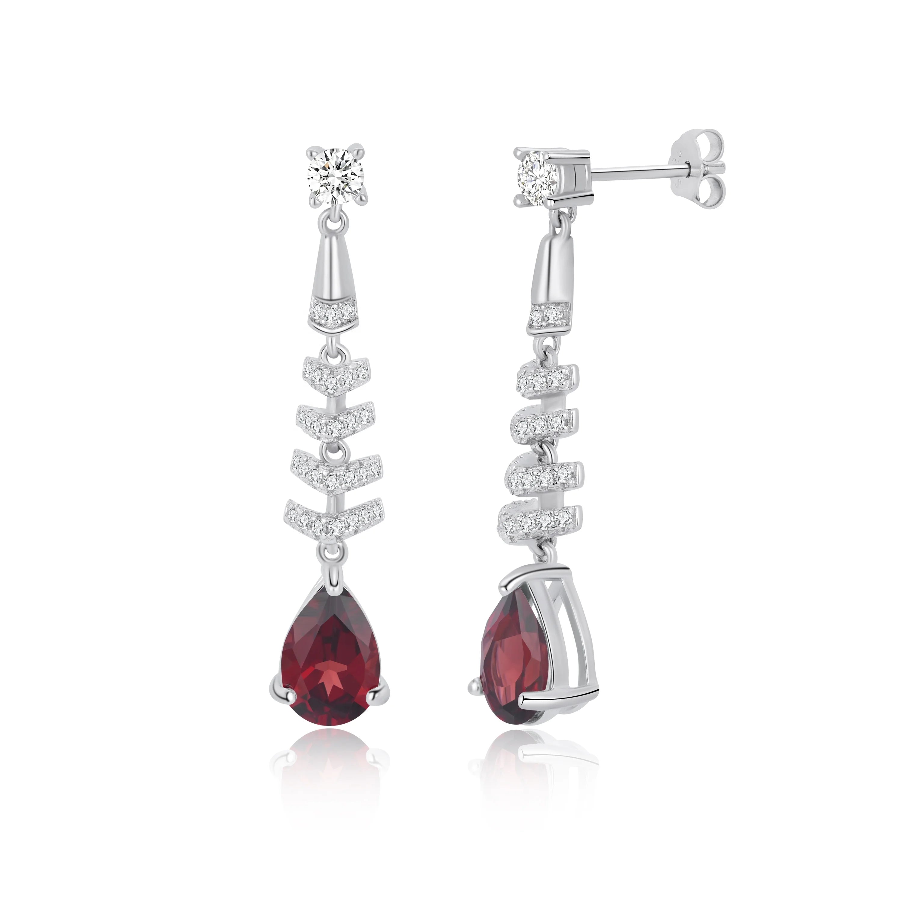 YBO Luxury 925 Sterling Silver Women's Fashion Jewelry Natural Stone Water Drop Garnet Dangling Earrings Gold Weddings Parties