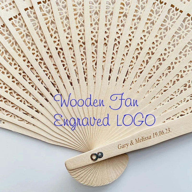 Wholesale Nature Color Wood Folding Fans Customized Logo Wooden Hand Fan Carved 'Love' for Wedding Favors Direct China Suppliers