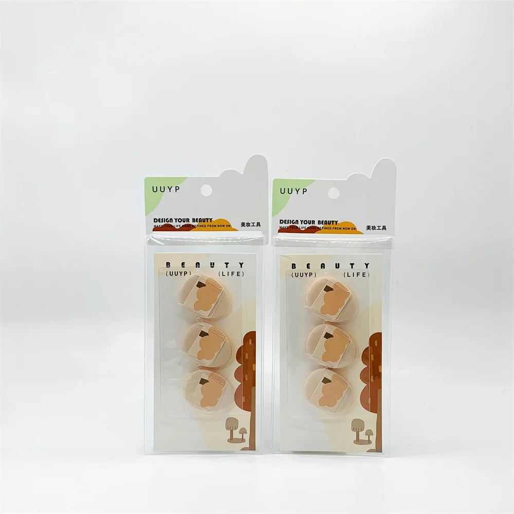 UUYP 3Pcs Cute Style Makeup Sponge Set with Storage Puff Dry & Wet Waterdrop Design Super Soft Foundation Sponge Puff