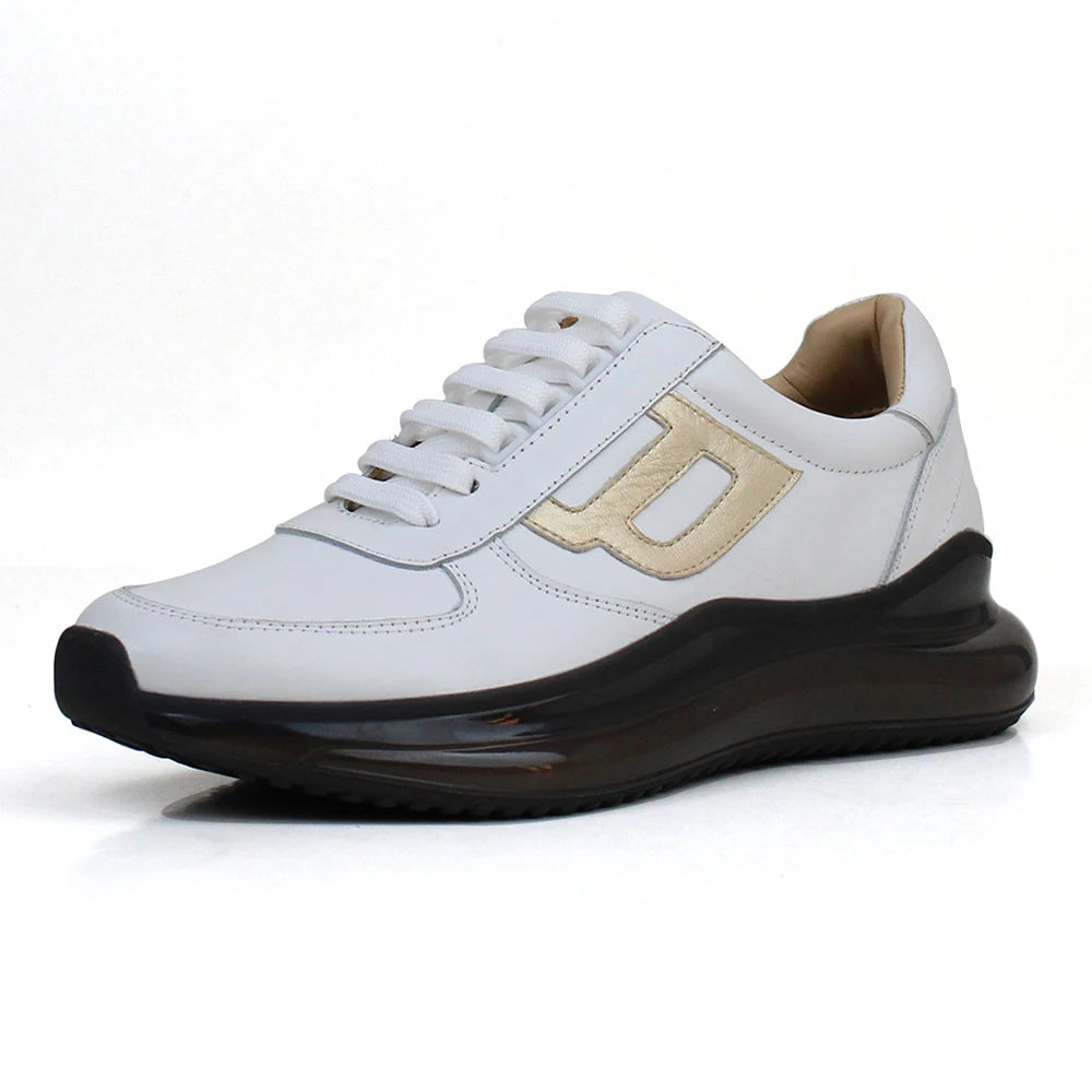Men's Top Layer Cowhide Genuine Leather Running Shoes Winter Breathable Casual Chunky Sneakers for Daily Life Hiking Walking