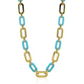 European American Simple Style Necklace Chains for Women Gold Stainless Steel Necklace Choker Mixed Color Acrylic Links Necklace