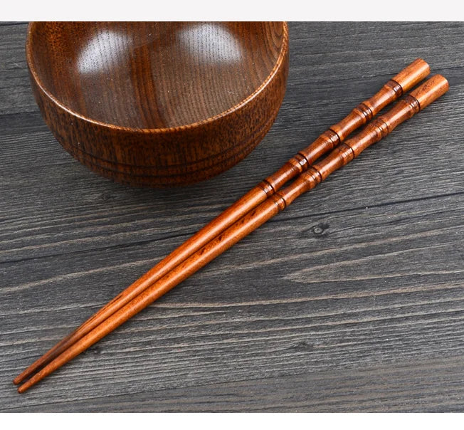 Mutoulao Classic Eco-Friendly Japanese Wooden Bamboo Chopsticks 10 Pairs Pack for Household Use